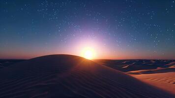 A surreal experience of camping on top of a sandy hill watching the stars emerge as the sun sets and falling asleep to the sound of the wind whispering through the dunes. video