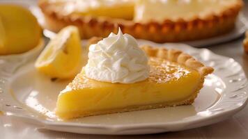 A delicate lemon tart flaky crust filled with tangy lemon curd and topped with a dollop of fresh whipped cream video