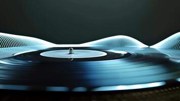 The sound waves of a vinyl record being played can be seen on a sound graph display video