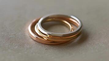 A set of three minimalist stacking rings in silver gold and rose gold video