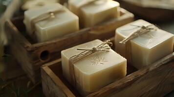 The natural rustic packaging of artisan soaps reflecting the simplicity and purity of the ingredients within video