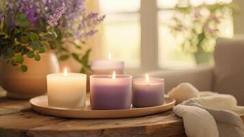 A trio of premium soy candles in soothing lavender refreshing citrus and calming vanilla scents providing the ultimate relaxation experience video