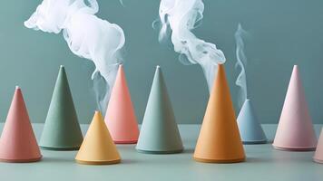 A set of artisanal incense cones inspired by different aromatic landscapes such as a cozy cabin a tropical oasis and a fresh pine forest to transport your senses to different destination video