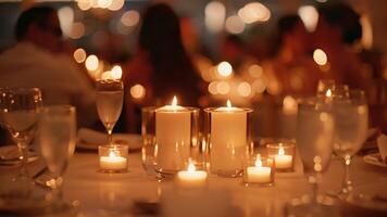 Candlelit tables dd in white cloths are tered around the room inviting guests to sit and socialize in small groups video