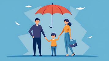 A family holding hands in front of a demolished umbrella exposing the fallacy that debt is an unavoidable part of life. video