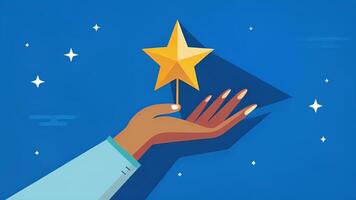 A hand reaching for a shining star symbolizing a credit score goal being achieved. video