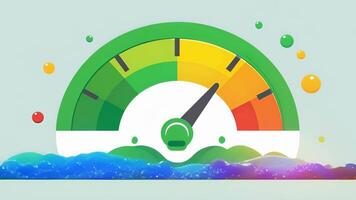 A meter filling up with green liquid symbolizing a credit score going from poor to excellent. video