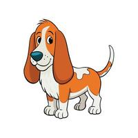 Cute Basset Hound Dog Cartoon Style vector