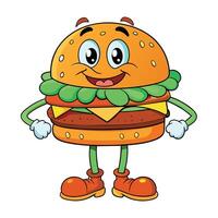 linda hamburguesa mascota logo hamburguesa con queso mascota vector