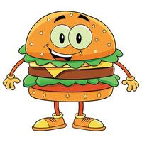 Cute Hamburger Mascot Logo CheeseBurger Mascot vector