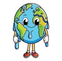 Earth Ice Cream Melting Global Warming Effect Earth Cute Earth Ice Cream Melting vector