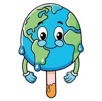 Earth Ice Cream Melting Global Warming Effect Earth Cute Earth Ice Cream Melting vector