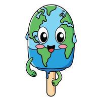 Earth Ice Cream Melting Global Warming Effect Earth Cute Earth Ice Cream Melting vector