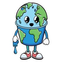 Earth Ice Cream Melting Global Warming Effect Earth Cute Earth Ice Cream Melting vector