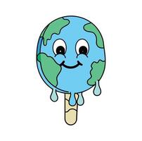 Earth Ice Cream Melting Global Warming Effect Earth Cute Earth Ice Cream Melting vector