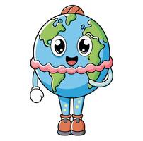 Earth Ice Cream Melting Global Warming Effect Earth Cute Earth Ice Cream Melting vector