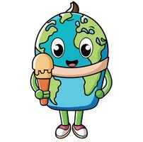 Earth Ice Cream Melting Global Warming Effect Earth Cute Earth Ice Cream Melting vector