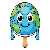 Earth Ice Cream Melting Global Warming Effect Earth Cute Earth Ice Cream Melting vector