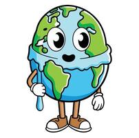 Earth Ice Cream Melting Global Warming Effect Earth Cute Earth Ice Cream Melting vector