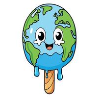 Earth Ice Cream Melting Global Warming Effect Earth Cute Earth Ice Cream Melting vector