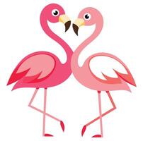 Cute Pink Flamingo On White Background Summer Love Cute Flamingo Couple vector