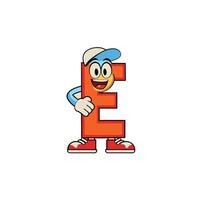 Alphabet E Mascot Cartoon Letter E Mascot T Shirt Design For Print On Demand vector