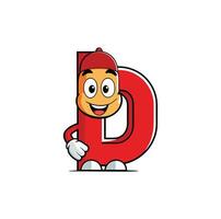 Alphabet D Mascot Cartoon Letter D Mascot T Shirt Design For Print On Demand vector