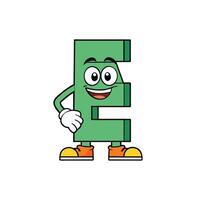 Alphabet E Mascot Cartoon Letter E Mascot T Shirt Design For Print On Demand vector