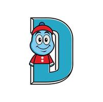 Alphabet D Mascot Cartoon Letter D Mascot T Shirt Design For Print On Demand vector