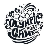 olímpico juegos 2024. verano olímpico juegos en París 2024. negro letras aislado en blanco antecedentes. ilustración vector