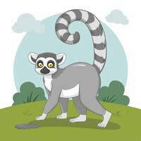 Collection of cute funny exotic lemurs isolated on white background. Set of adorable tropical animals or primates. Flat cartoon colorful illustration vector