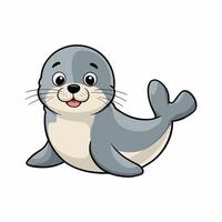 Cute seal cartoon animal design flat illustration isolated on white background vector