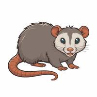 Cute cartoon opossum isolated on a white background. illustration vector