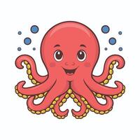 Octopus Cartoon Character Illustration Isolated on White Background vector