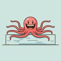 Octopus Cartoon Character Illustration Isolated on White Background vector