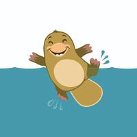 Cartoon platypus isolated on white background vector