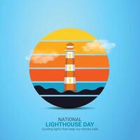National Lighthouse Day creative ads design. Lighthouse Day element isolated on Template for background. Lighthouse Day Poster, , illustration, August 7. Important day vector
