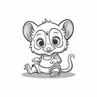 Cute cartoon opossum isolated on a white background. illustration vector