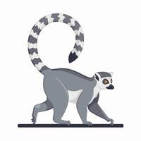 Collection of cute funny exotic lemurs isolated on white background. Set of adorable tropical animals or primates. Flat cartoon colorful illustration vector