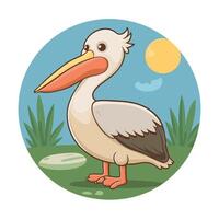 Cartoon pelican isolated on white background vector