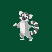 Collection of cute funny exotic lemurs isolated on white background. Set of adorable tropical animals or primates. Flat cartoon colorful illustration vector