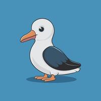 Cartoon cute bird albatross Colorful flat illustration white background vector