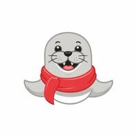 Cute seal cartoon animal design flat illustration isolated on white background vector