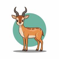 Cute antelope stands on a white background in cartoon style. illustration with African animal. vector