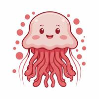 Cute Jellyfish Illustration on White background vector