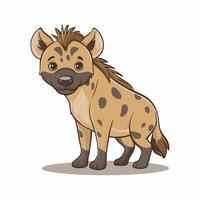 Set Hyena character with different action poses and views isolated on white background vector