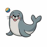 Cute seal cartoon animal design flat illustration isolated on white background vector