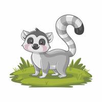 Collection of cute funny exotic lemurs isolated on white background. Set of adorable tropical animals or primates. Flat cartoon colorful illustration vector