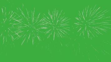 Abstract Firework on green chroma key background, 4th of July independence day concept. High quality 4k chromakey video