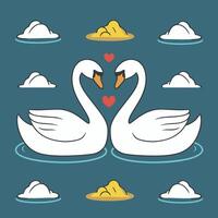 swans illustration isolated on white background vector